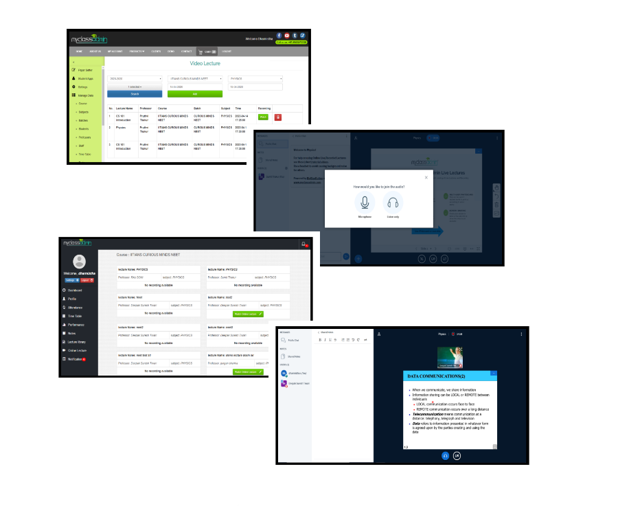 Live Interactive Lectures with Recording myclassadmin